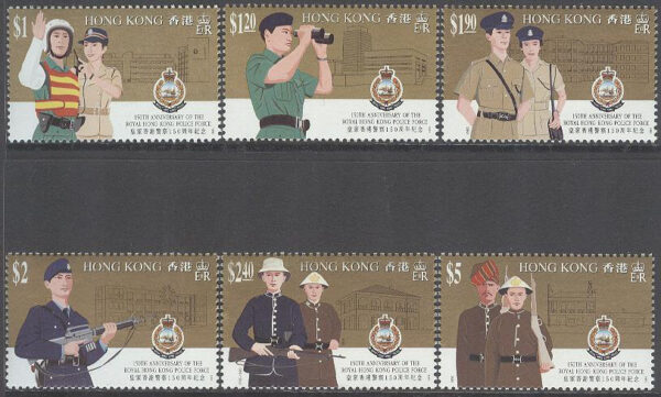 Hongkong - M  713-718 Kungliga Polistrupperna 150 år - Uniformer, serie 6 kpl **