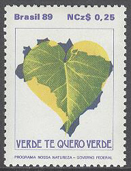 Brasilien – M 2294 Natur & Miljöskydd – Landskarta i form om blad, 1 kpl **