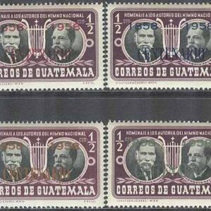 Guatemala – M  616-619 Alvarez Ovalle 100 år – Kompositör – Musik – Påtryck, 4 olika **