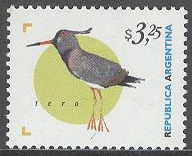 Argentina – M 2419 Fåglar – Sydamerikansk vipa, märke kpl **