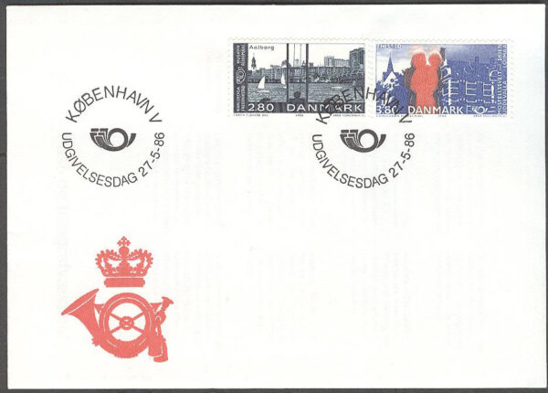 Danmark - FDC 1986-05-27 - Norden VII. Vänorter, 2 kpl Vinjett 1