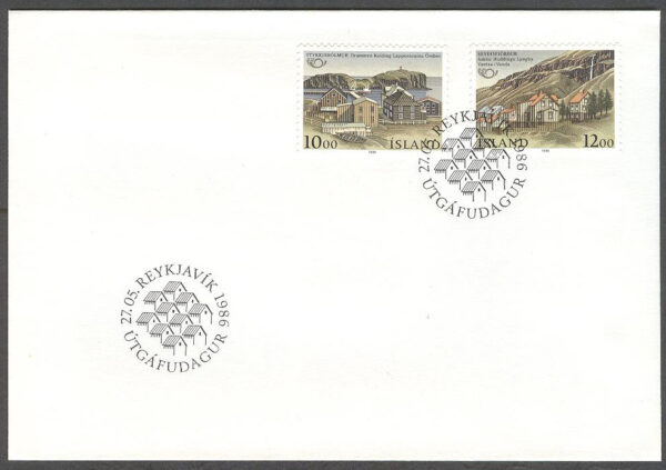 Island - FDC 1986-05-27 - Norden VII. Vänorter - Byggnader, 2 kpl