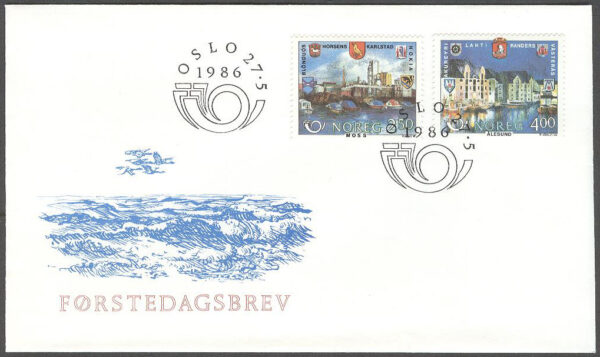 Norge - FDC 1986-05-27 - Norden VII. Vänorter, 2 kpl Vinjett 1