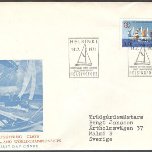 Finland – FDC 1971-07-14 – Segling, 1 kpl Vinjett 5 Adressat