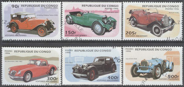 Kongo Brazzaville - M 1462-1467 Gamla bilar bla Morris, 6 kpl stpl
