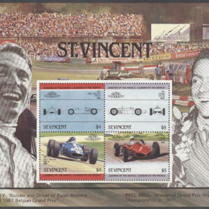 St. Vincent – M  828-831 (BL 17) Bilar bl.a. Ferrari 156 1961, block **