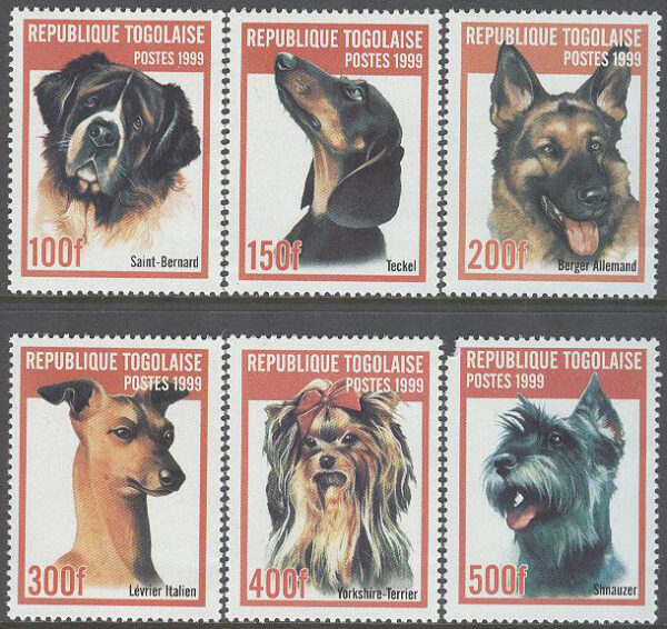 Togo - M 2823-2827 Hundar bla Schnauzer, 5 olika **