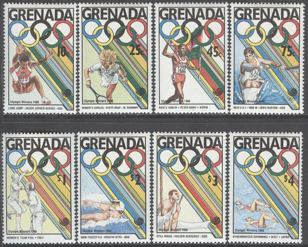 Grenada - M 1961-1968 OS i Seoul 1988 Medaljörer i bla Tennis, serie 8 kpl **
