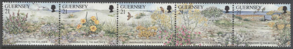 Guernsey - M  532-536 Naturskydd - Blommor, 5-strip kpl **