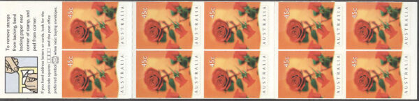 Australien - M 1617 Valentines Day - Rosor, 10 märken i Häfte kpl **