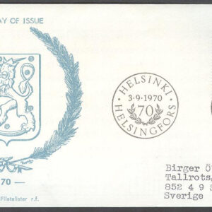 Finland – FDC 1970-09-03 – President Kekkonen 70 år, 1 kpl Vinjett 3 Adressat
