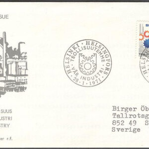 Finland – FDC 1971-01-28 – Finlands industri, 1 kpl Vinjett 3 Adressat