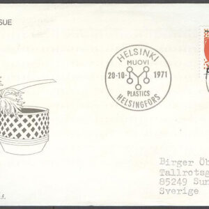 Finland – FDC 1971-10-20 – Plastindustrin, 1 kpl Vinjett 2 Adressat