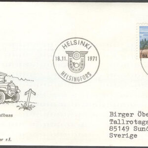 Finland – FDC 1971-11-18 – Postbuss Bruksserie III, 1 kpl Vinjett 2 Adressat