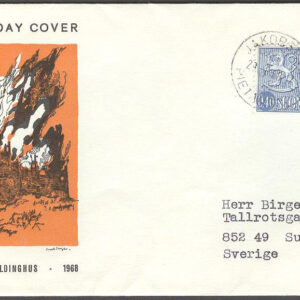 Finland – Brev 1968-08-29 – Bruksserie III. Lejontyp m/63, märke Vinjett Adressat