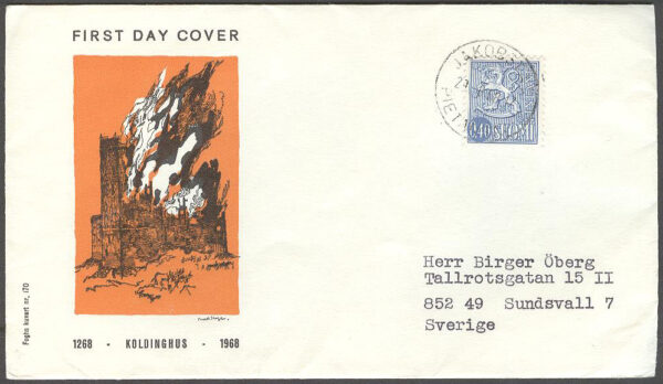 Finland - Brev 1968-08-29 - Bruksserie III. Lejontyp m/63, märke Vinjett Adressat