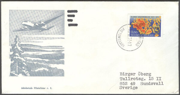 Finland - Brev 1972-06-13 - Ålands självstyrelse 50 år, märke kpl Vinjett Adressat