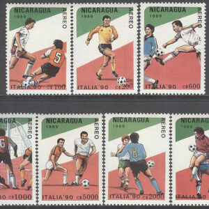 Nicaragua – M 2934-2940 VM i Fotboll i Italien 1990, serie 7 kpl **