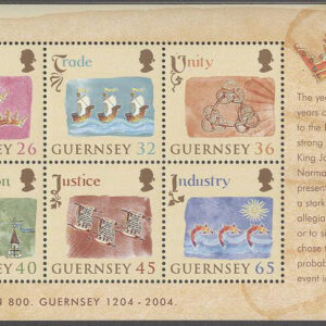 Guernsey – M BL  37 Guernseys förhållande till den brittiska kronan 800 år, block kpl **
