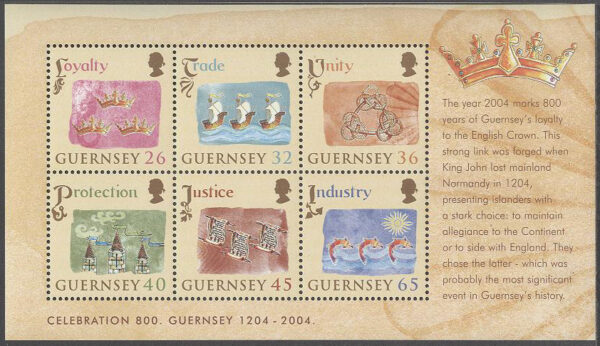 Guernsey - M BL  37 Guernseys förhållande till den brittiska kronan 800 år, block kpl **