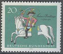 Tyskland – M  623 K F Hieronymus Frh. von Münchhausen 250 år, 1 kpl **