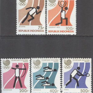 Indonesien – M 1260-1262,1264-1265 OS i Seoul 1988 bla Bågskytte, serie 5 olika **