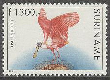 Surinam – M 1471 Fåglar – Rosenskedstork, märke kpl **