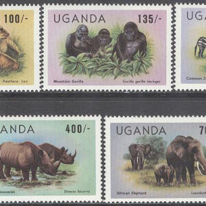 Uganda – M  383-389 Djur bla Lejon & Bergsgorilla, serie 7 kpl **