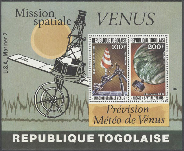 Togo - M 1298 (BL 132) Utforskning av Venus, rymdsonden Venera 1, block **