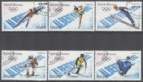 Guinea-Bissau - M 1088-1093 OS i Albertville 1992 bla Störtlopp, 6 olika