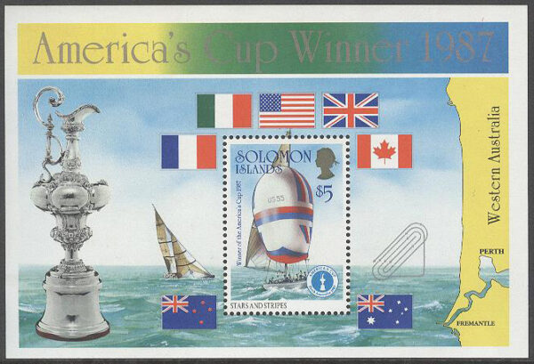 Solomon Islands - M BL  22 Segling - America’s Cup - Båten Stars & Stripes, Block **