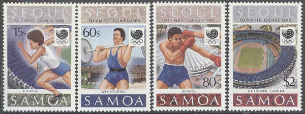 Samoa - M  645-648 OS i Seoul 1988 bla Boxning, serie 4 kpl **