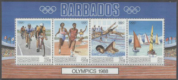 Barbados - M BL  23 OS i Seoul 1988 bla Löpning & Simning, Block **