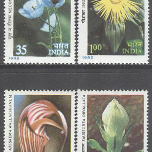 Indien – M  908-911 Blommor i Himalaya bla Fjällskära, serie 4 kpl **