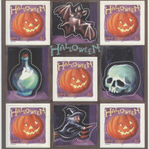 Frankrike – M 3567 Halloween – Pumpor – Fladdermus – Häxa, Miniark kpl **