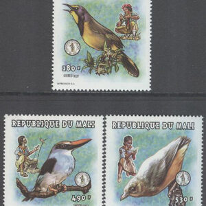 Mali – M 2023, 2029-2030 Scouting 90 år – Fåglar bla Bladfågel, serie 3 olika **