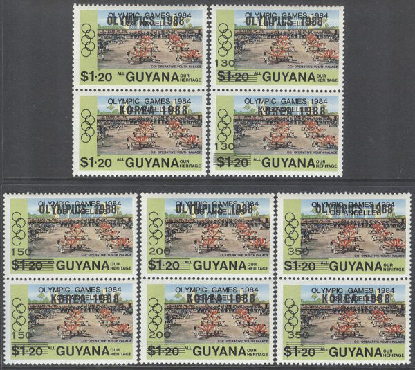 Guyana - M 2306-2315 OS i Seoul 1988 - Påtryck, 5 st par kpl **