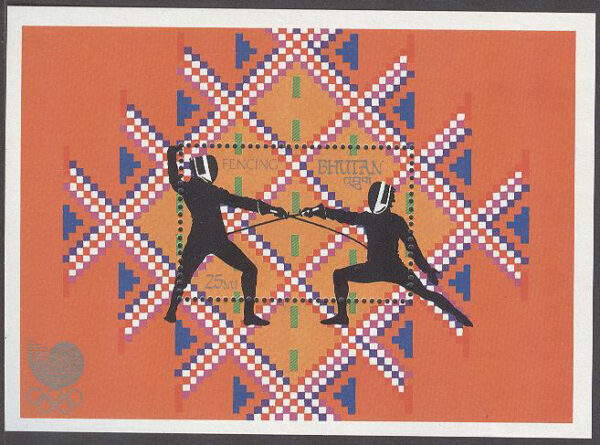 Bhutan - M BL 163 A OS i Seoul 1988 Fäktning, Block **