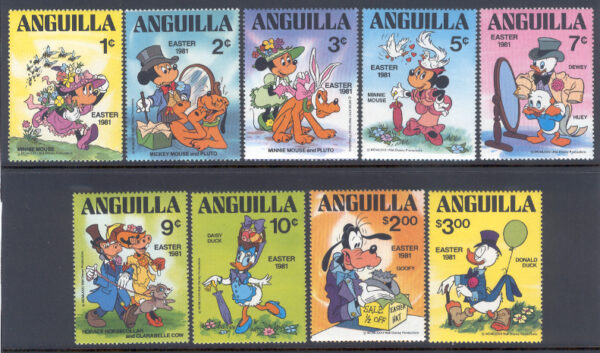 Anguilla - M  432-440 Disney - Disneyfigurer firar påsk 1981, 9 kpl**