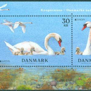 Danmark – F 1900-1901 (BL 139) Nationalfåglar, knölsvan, block kpl **