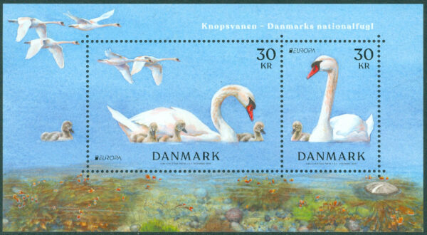 Danmark - F 1900-1901 (BL 139) Nationalfåglar, knölsvan, block kpl **