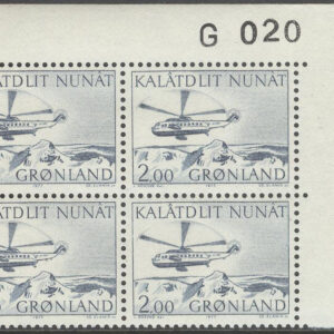 Grönland – F  100 x 4 Flyg – Helikopter, Hörn 4-Block **