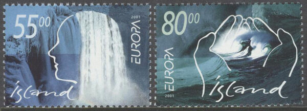Island - F 1014-1015 Europa CEPT 2001 Vattenfall & Vågor, 2 kpl **