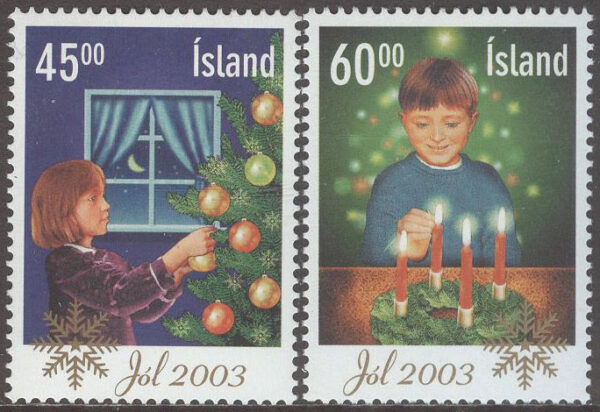 Island - F 1082-1083 Jul 2003 - Flicka & gran - Pojke & ljus,  2 kpl **