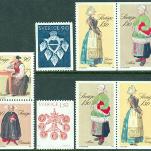 Sverige – F 1104-1109 Folkdräkter, 8 kpl **