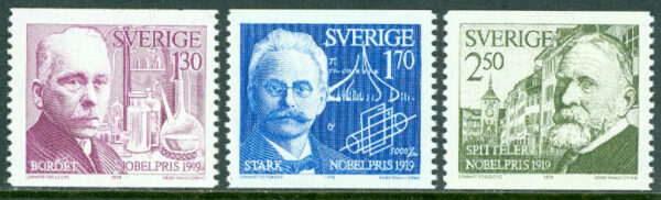 Sverige - F 1110-1112 Nobelpristagare 1919, 3 kpl **