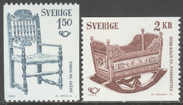 Sverige - F 1132-1133 Norden V. Brukskonst 1800-talet, 2 kpl **