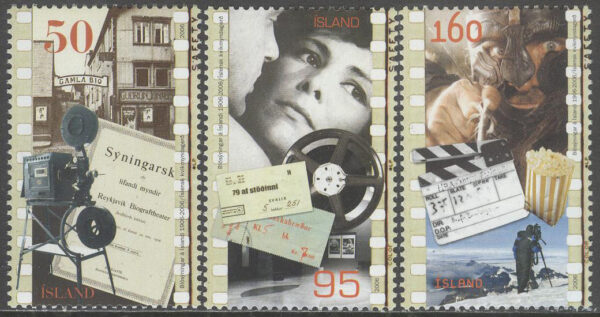 Island - F 1153-1155 Biografer i 100 år - Filmkamera,  3 kpl **