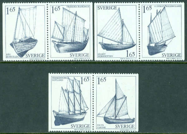 Sverige - F 1169-1174 Allmogebåtar, 6 kpl **
