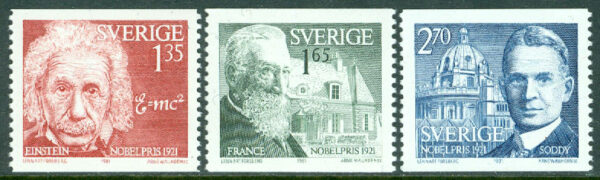 Sverige - F 1192-1194 Nobelpristagare 1921, 3 kpl **